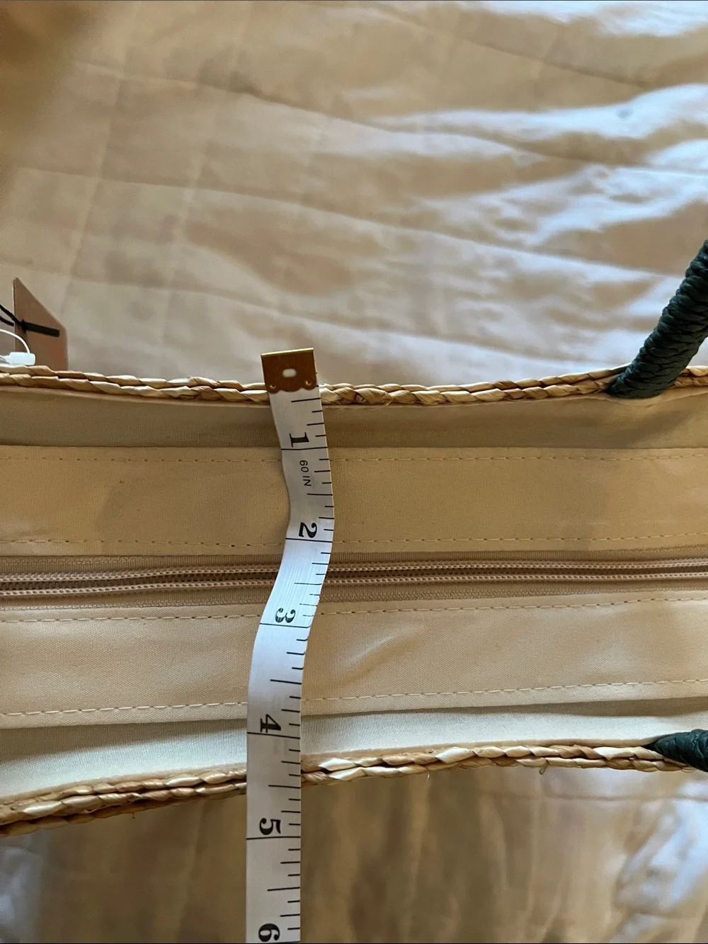 Embroidered Cherry Straw Tote - Natural/Red